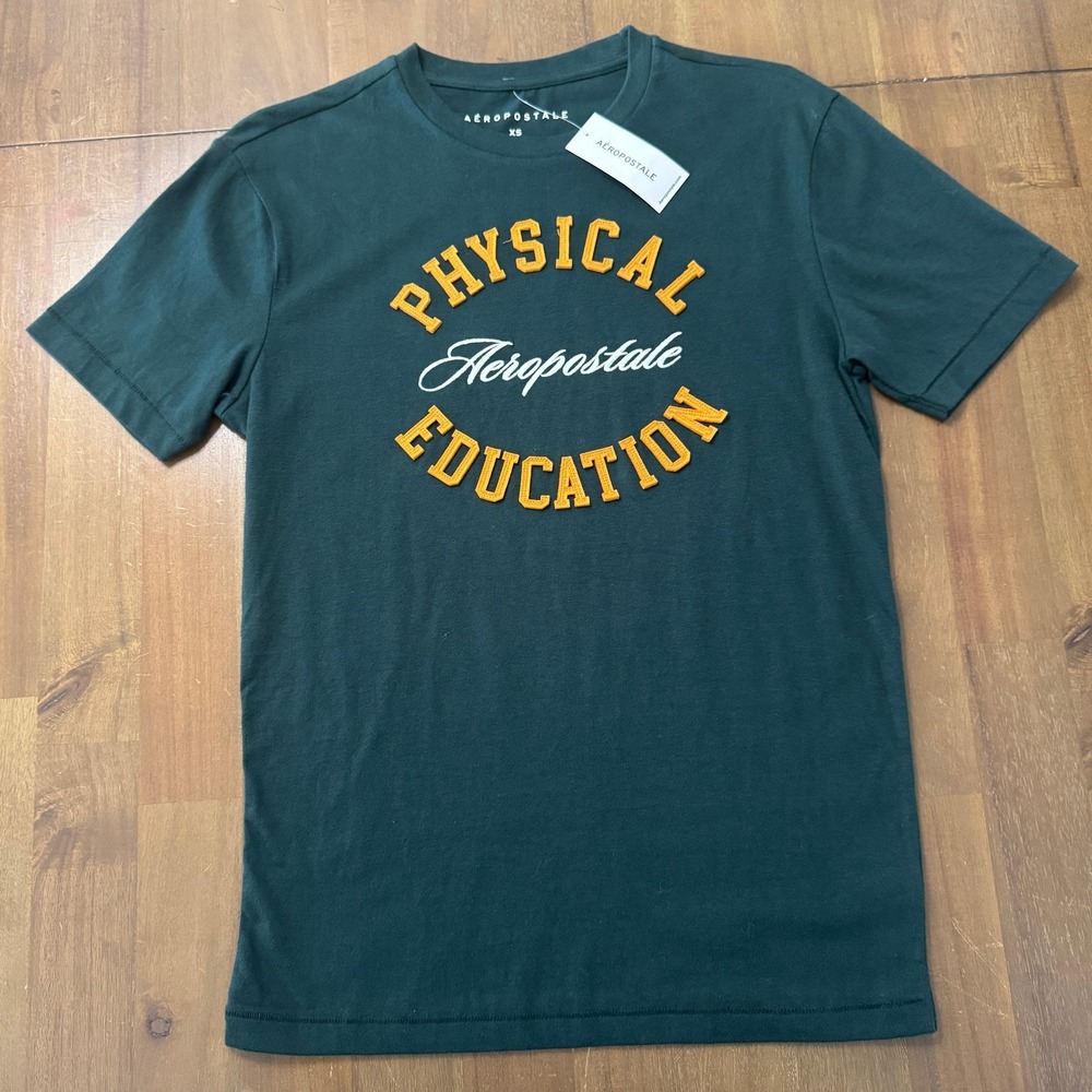 NWT Aeropostale Physical Education Graphic Tee XS Green Short Sleeve Shirt - Picture 5 of 7